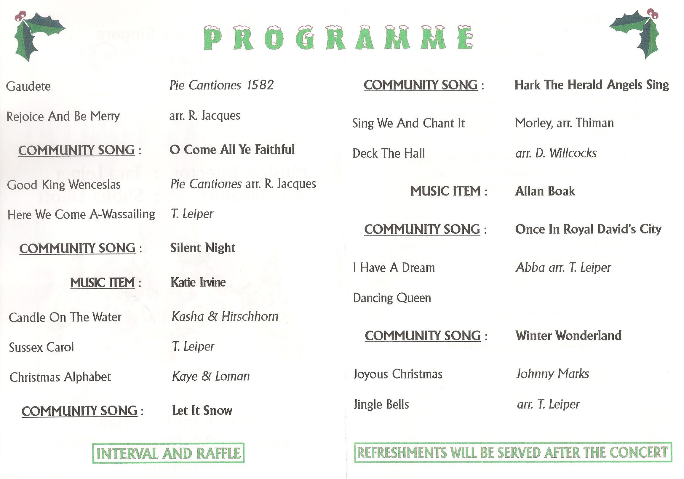 Christmas Concert Programme 2008
