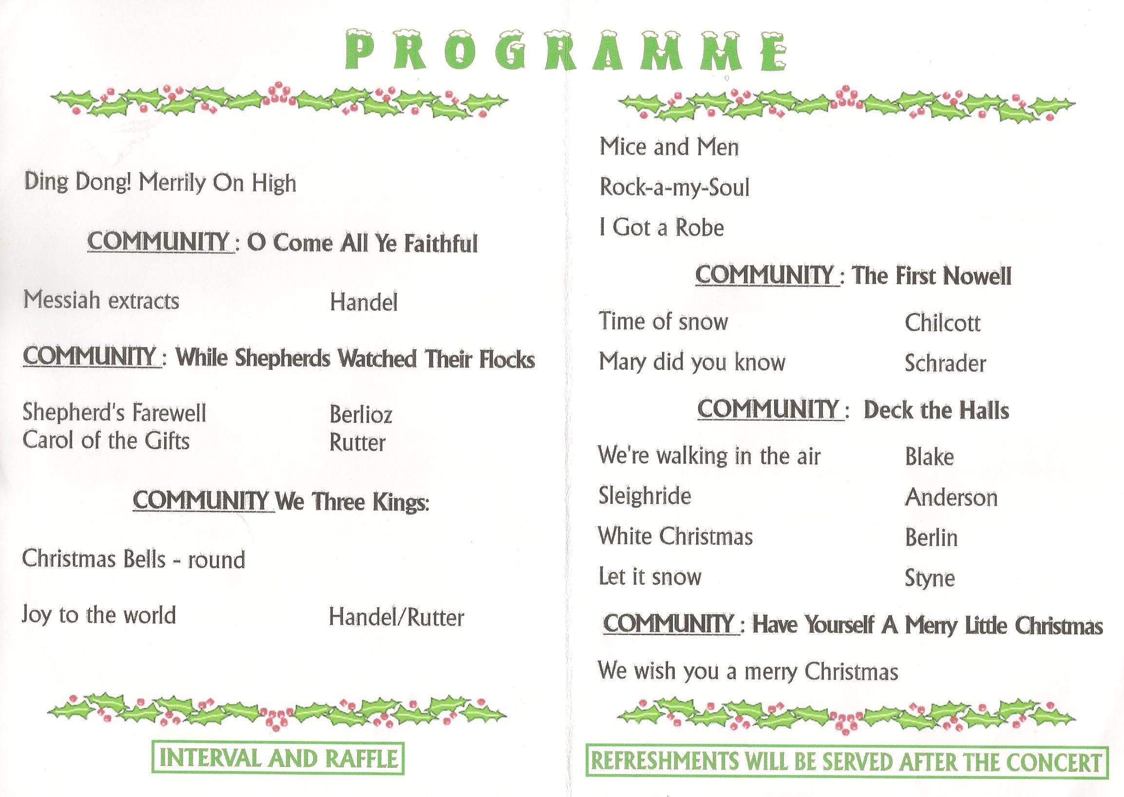 Christmas Concert Programme 2010