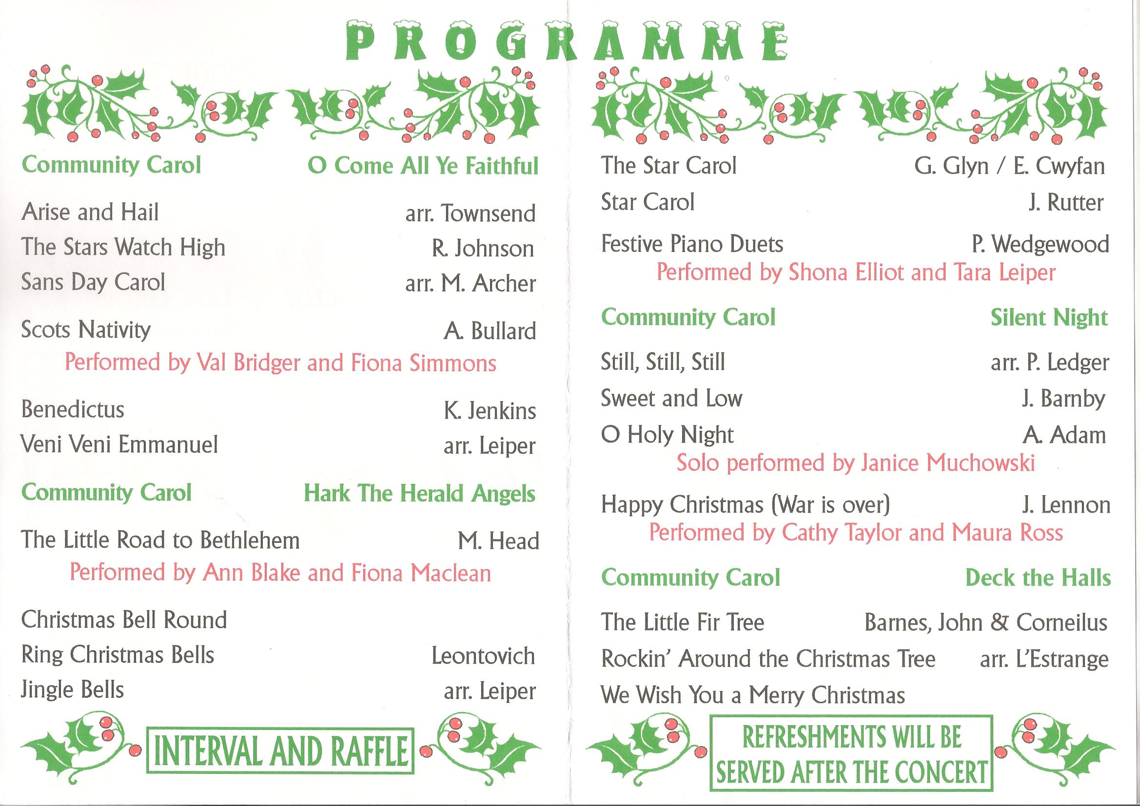 Christmas Concert Programme 2011