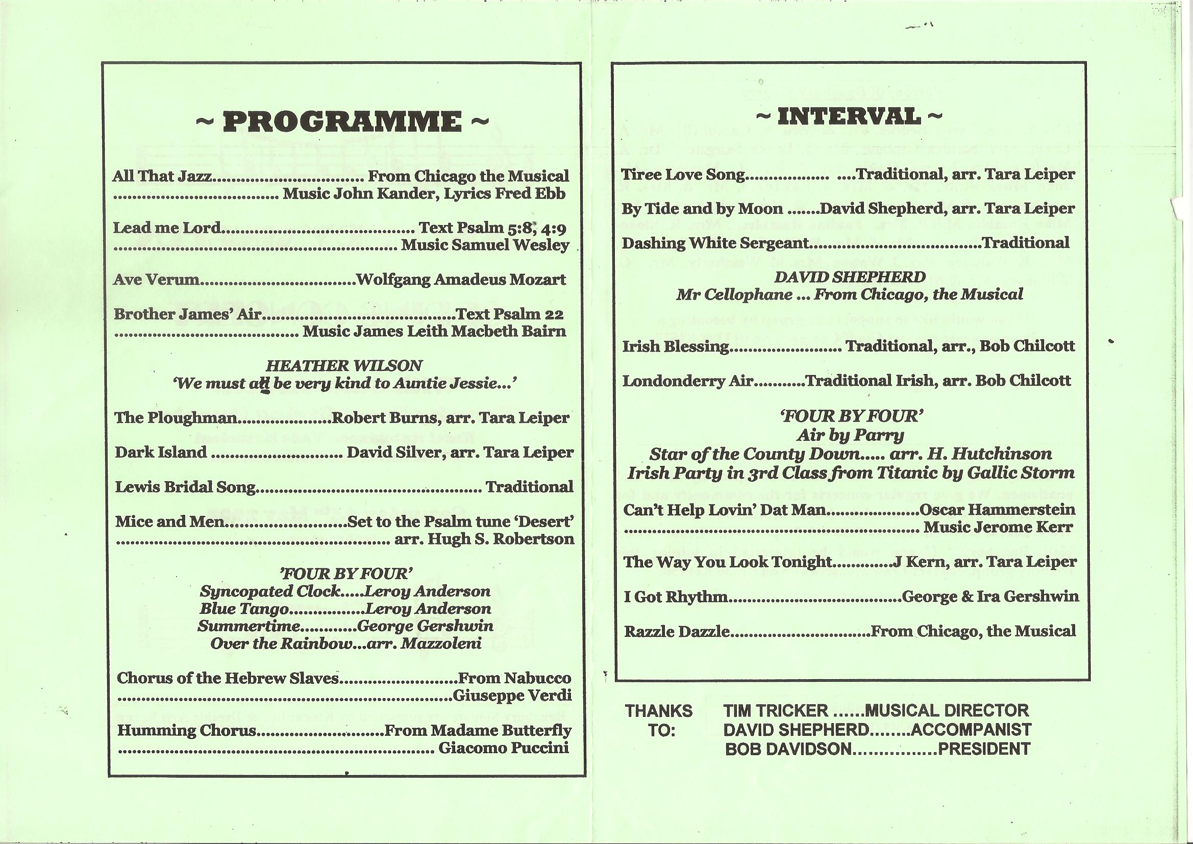 Spring Concert Programme 2003