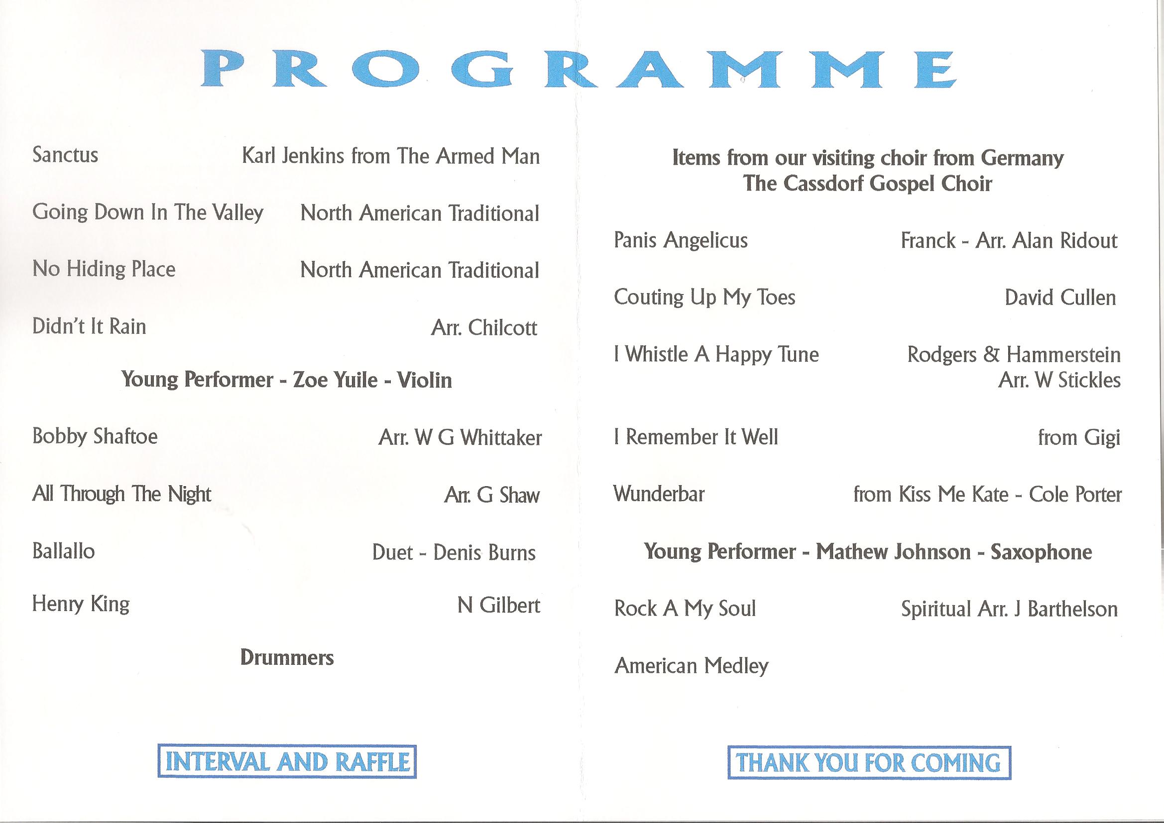 Spring Concert Programme 2009